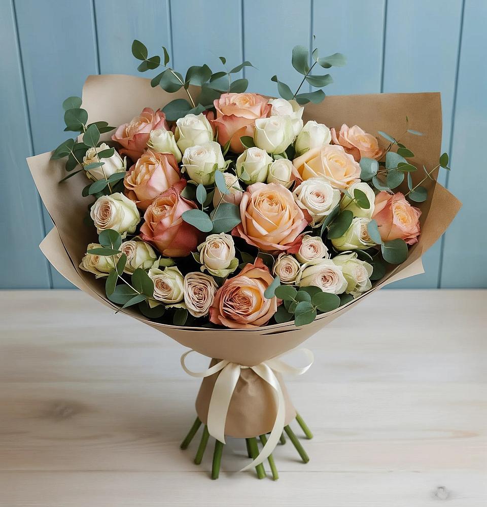 Букет цветов из: Альстромерии и Розы в Шум Ленинградская область