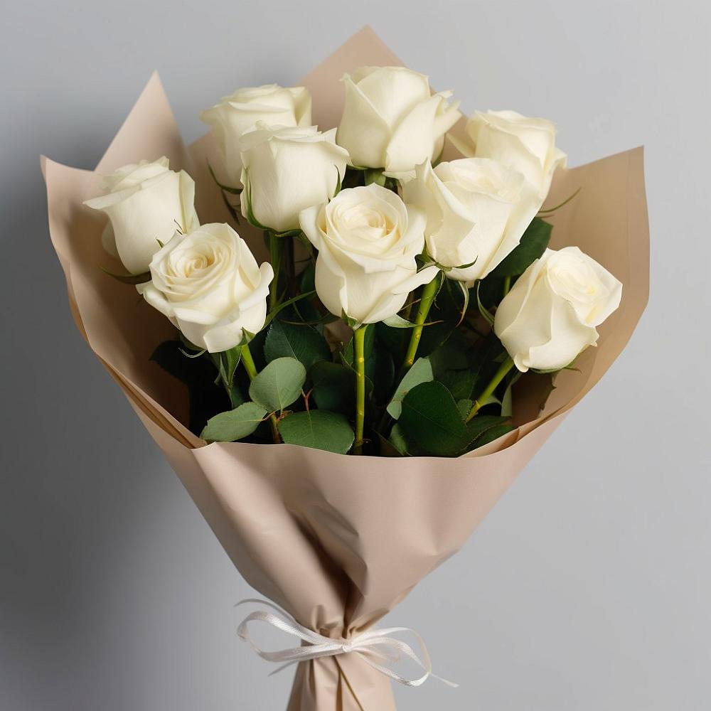 Букет 9 Белых роз Эдлесс Лав в Шум Ленинградская область