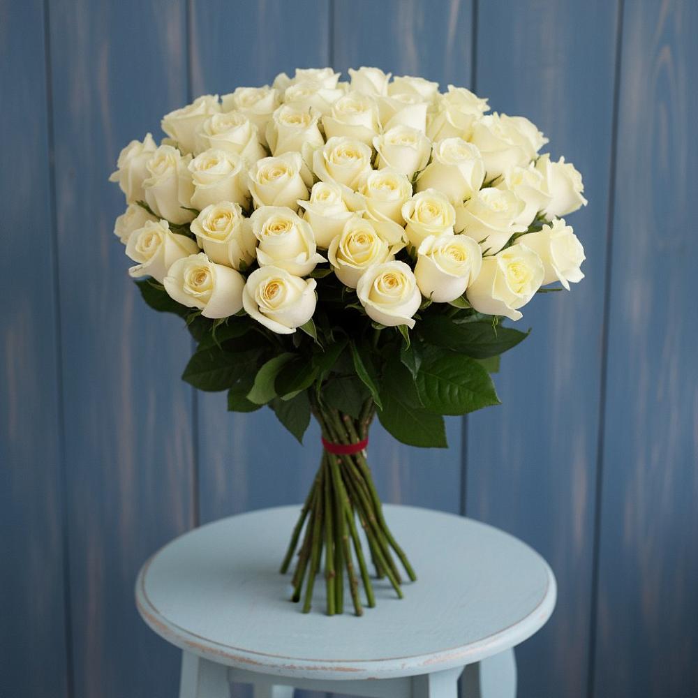 Букет 51 Белая роза Эдлесс Лав в Шум Ленинградская область