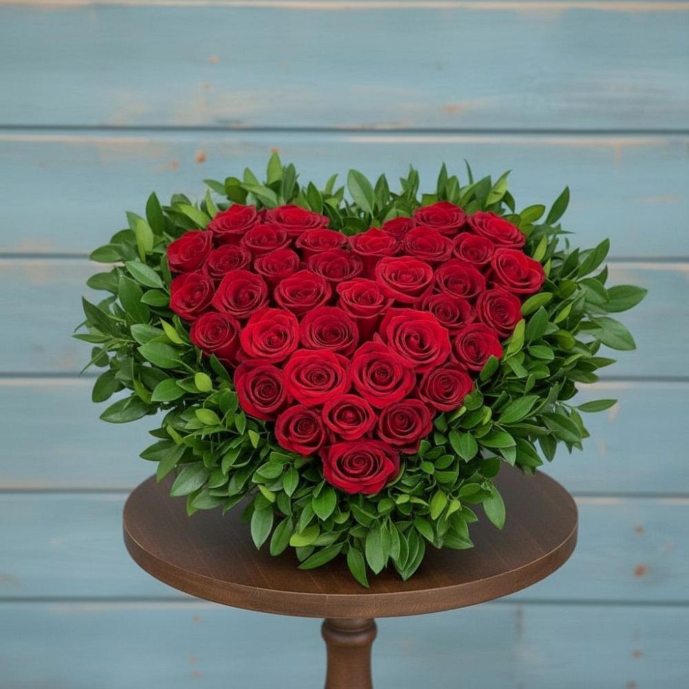 Цветочная композиция из Розы в виде сердца в Шум Ленинградская область