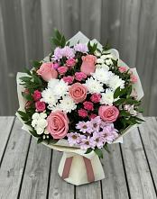 Букет цветов из:  Альстромерии, Гвоздики, Розы и Хризантемы #REPLACE_PRED# Шум Ленинградская область