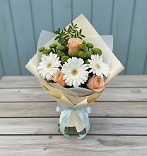 Букет цветов из:  Герберы, Розы и Хризантемы #REPLACE_PRED# Шум Ленинградская область